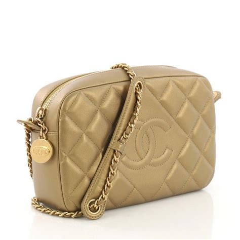 CHANEL Lambskin Quilted Small Diamond CC Camera Case 